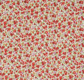 Bavlna směs kytičky červená/starorůžová/žlutá