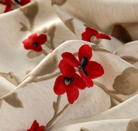 Lněná látka tisk květinový motiv