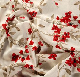 Lněná látka tisk květinový motiv