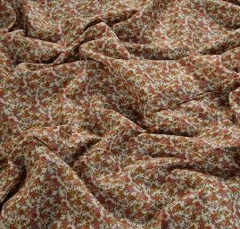 Bavlna směs kytičkový motiv růžová/hnědá
