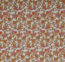 Bavlna směs kytičkový motiv růžová/hnědá