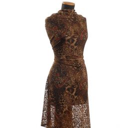 Pružná krajka tisk paisely motiv hnědorezavá