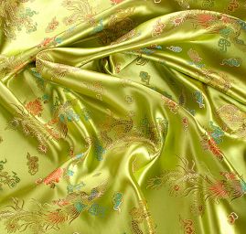 Látka brokát orientální motiv zelená