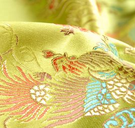 Látka brokát orientální motiv zelená