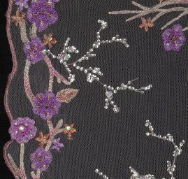 Efektní krajka vyšívaný tyl fialová