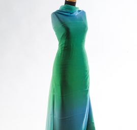 Šifon duhový sv. zelený/sv. modrý/tm. zelený