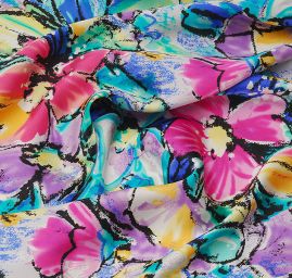 Hedvábný satén "divoké květy"