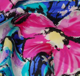 Hedvábný satén "divoké květy"