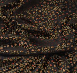 Látka brokát květy v černém