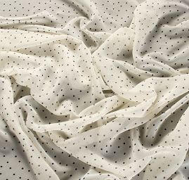 Šifon hladký vzor puntík slonová kost/tm.modrá