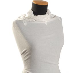 Jemný žoržet s výšivkou květinový vzor slonová kost