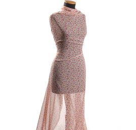 Šifon plisé drobné kytičky 