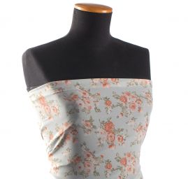 Jemný pružný šifon vzor růže na sv.zeleném