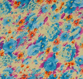 Jemný šifon květinový motiv pastel žlutá