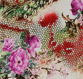 Jemný šifon nevšední květinový vzor růžová