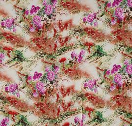 Jemný šifon nevšední květinový vzor růžová