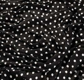 Jemný viskozový úplet puntík bílá/černá 