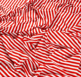 Jemný viskozový úplet proužek červeno/bílý