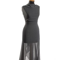 Šifon plisé vzor drobný puntík bílý/tm.modrý