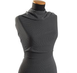 Šifon plisé vzor drobný puntík bílý/tm.modrý