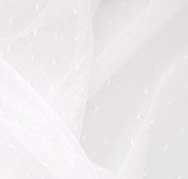 Efektní tyl s vyšívanými puntíky v bílé barvě