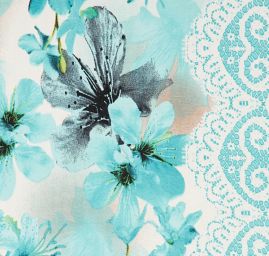 Úplet digitální tisk zvířecí motiv/květy/krajka 