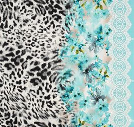 Úplet digitální tisk zvířecí motiv/květy/krajka 