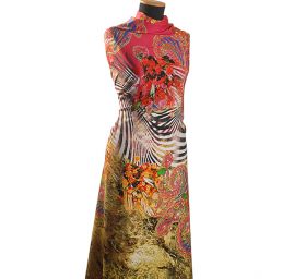 Viskozová látka digitální tisk zvířecí motiv/paisley vzor