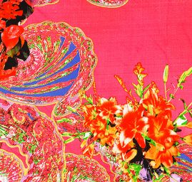 Viskozová látka digitální tisk zvířecí motiv/paisley vzor