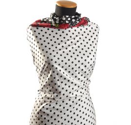 Pružná letní látka popelín puntíky/růže červená  