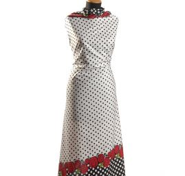 Pružná letní látka popelín puntíky/růže červená  