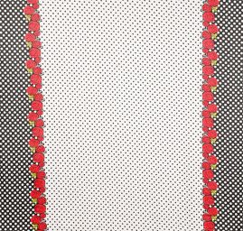 Pružná letní látka popelín puntíky/růže červená  