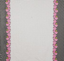 Pružná letní látka popelín puntíky/růže růžová