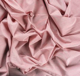 Bavlněná látka vzor proužky vínovobílá