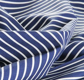 Bavlněná látka vzor proužky modrobílá