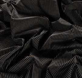 Bavlněná košilová látka žakár proužky černá/šedá