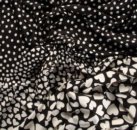 Úplet viskozový srdíčka puntíky