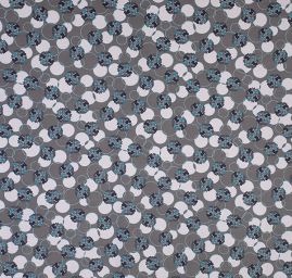 Úplet žoržetový jemný tisk květy šedomodrý