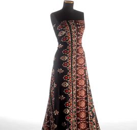 Úplet viskoza mayské ornamenty červenočerný