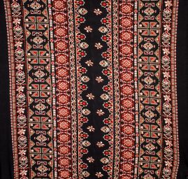 Úplet viskoza mayské ornamenty červenočerný