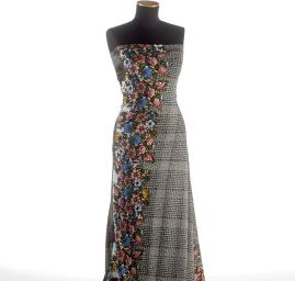 Úplet polyester matný vzor květy