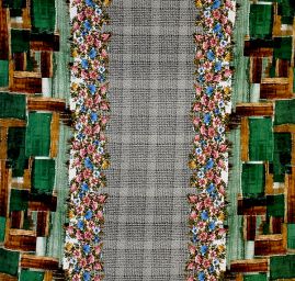 Úplet polyester matný vzor květy