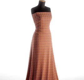 Úplet viskozový geometrický vzor oranžovohnědý