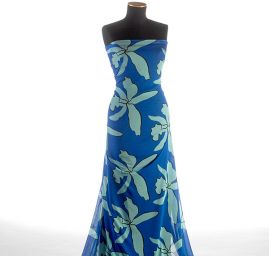 Úplet viskozový květinový vzor sv.modrý