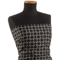 Kostýmová látka piké černá/slonová kost