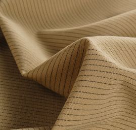 Kostýmová vlněná látka vzor proužky khaki zelená