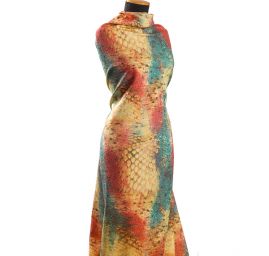 Žakárová látka tisk motiv hadí kůže červená