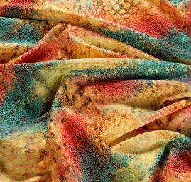 Žakárová látka tisk motiv hadí kůže červená