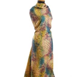 Žakárová látka tisk motiv hadí kůže fialová