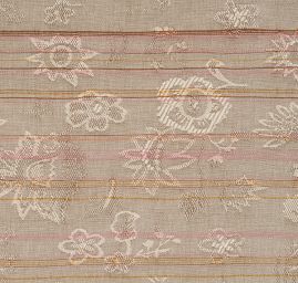 Bavlna směs žakár květy/pruhy hnědobéžová